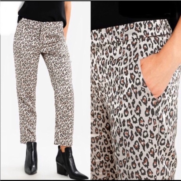 Banana Republic Pants - NWT Banana Republic Leopard Print Pants Animal Print Career Slacks Metallic Bold